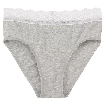 [MUJI無印良品]女有機棉混彈性無側縫附蕾絲高腰內褲S灰色