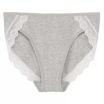 [MUJI無印良品]女有機棉混彈性無側縫附蕾絲中腰內褲S灰色