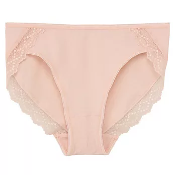 [MUJI無印良品]女有機棉混彈性無側縫附蕾絲中腰內褲S桃紅