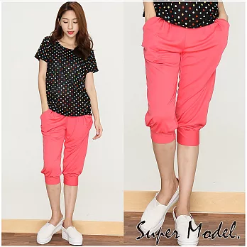 【名模衣櫃】舒適休閒風格款七分褲(M-XL適穿)F桃粉色