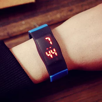 Watch-123 嘻哈唱跳-原創拚色LED方形手環電子錶 (6色任選)深藍