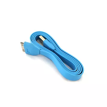 iPhone4/4s/ipad230pins 繽紛馬卡龍 USB 傳輸充電寬扁線 (1m)藍色