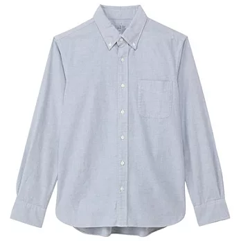 [MUJI無印良品]男有機棉水洗牛津布扣領襯衫S藍色