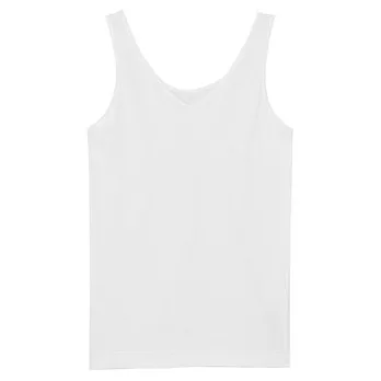 [MUJI無印良品]女有機棉混彈性無側縫坦克背心S白色