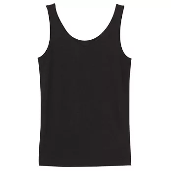 [MUJI無印良品]女有機棉混彈性無側縫坦克背心S黑色