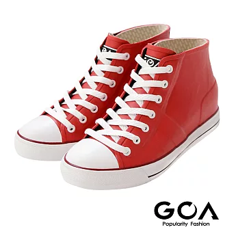 GOA街頭時尚．女款內增高帆布款橡膠雨鞋36紅色