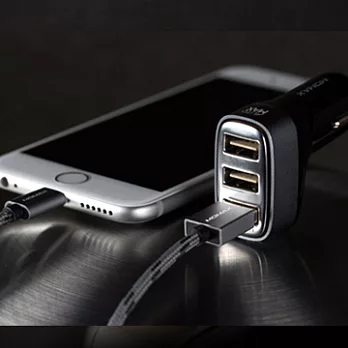 MOMAX 1-TAKE 3USB車充(4.4A)黑