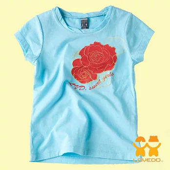【LOVEDO-艾唯多童裝】繽紛花園 玫瑰短袖T恤104CM淺藍