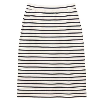 [MUJI無印良品]女有機棉粗織裙L原色橫紋