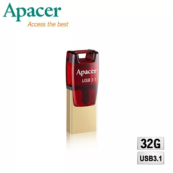 Apacer宇瞻 AH180 32GB Type-C USB3.1 OTG雙介面隨身碟