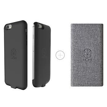 HOMI FabricDock 亞麻布面QI無線充電板 灰 +  iPhone6/6s 4.7＂ 防摔防震無線保護殼