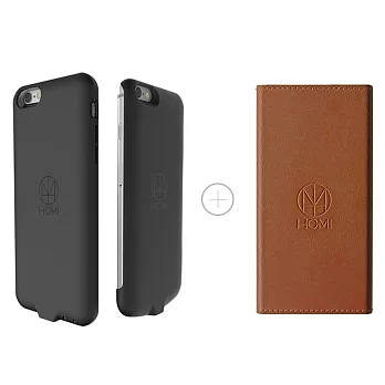 HOMI LeatherDock 皮質QI無線充電板 駝 +  iPhone6/6s 4.7＂ 防摔防震無線保護殼