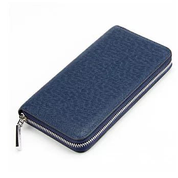 AmaZing 斜紋內斂聚財大容量拉鍊手拿包 (4色任選)藍色