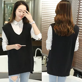 【MsMore】針織壓紋V領無袖背心607210064F黑