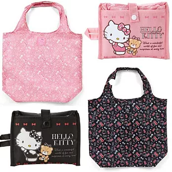 【日本進口正版】三麗鷗 HelloKitty 折疊收納 購物袋/環保袋/手提袋 Sanrio -粉紅款