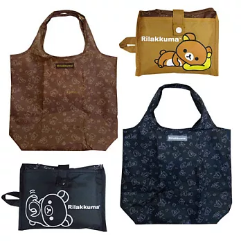 【日本進口正版】San-X 懶懶熊 折疊收納 購物袋/環保袋/手提袋 拉拉熊 Rilakkuma -咖啡色款