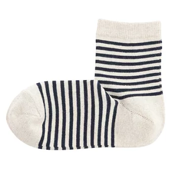 [MUJI無印良品]女有機棉混橫紋直角短襪粉米23~25cm粉米