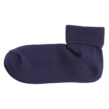 [MUJI無印良品]女有機棉混可反摺直角短襪深藍23~25cm深藍