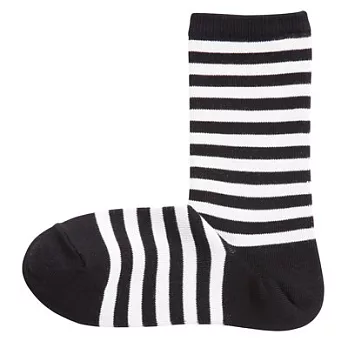 [MUJI無印良品]女有機棉機混寬橫紋直角襪黑色23~25cm黑色