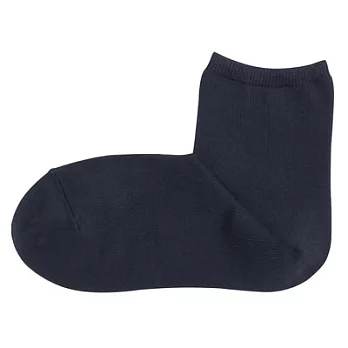 [MUJI無印良品]女有機棉混直角短襪暗藍23~25cm暗藍