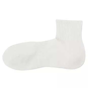 [MUJI無印良品]男有機棉混足底圈絨直角短襪柔白25~27cm柔白