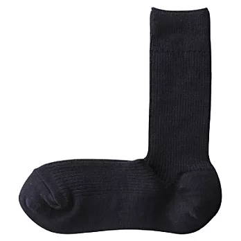 [MUJI無印良品]男祕魯棉混螺紋直角襪深藍26~28cm深藍