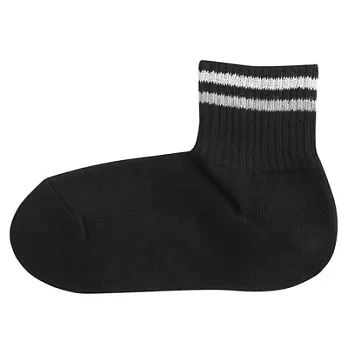 [MUJI無印良品]女有機棉混織線直角短襪黑色23~25cm黑色