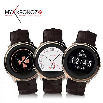 MyKRONOZ ZeRound Premium 觸控通訊皮帶腕錶玫瑰金