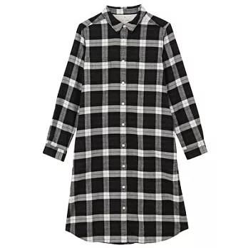 [MUJI無印良品]女有機棉法蘭絨格紋洋裝M深灰