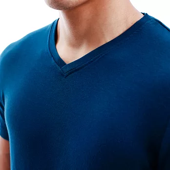 著感獨走。經典復刻。早秋重磅防縮V-Neck-M藍綠