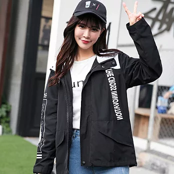 【UnderMore】字母休閒風衣外套610120006XL黑