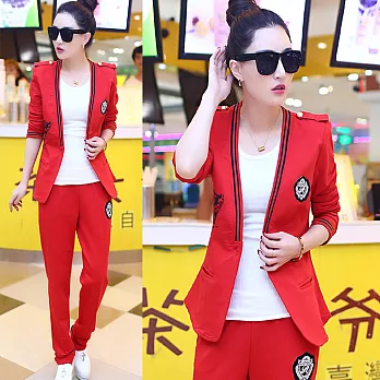 【UnderMore】造型V領休閒運動套組610620003M紅