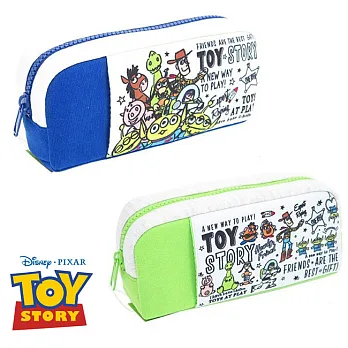 【日本進口正版】迪士尼 玩具總動員 厚棉 大筆袋/化妝包/收納包 TOY STORY -綠色款