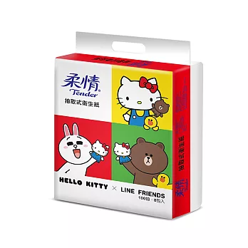 【箱購】柔情抽取式100抽*8包*6袋/箱-LINExKITTY授權版