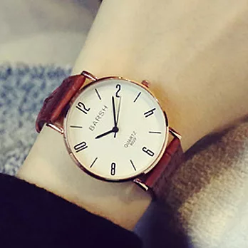 Watch-123 美學隨筆-致敬經典超薄設計情侶手錶 (4色任選)咖啡色x女