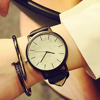 Watch-123 青春出發-大理石裂紋大錶盤設計手錶 (3色任選)白色