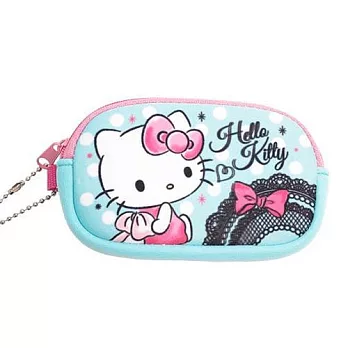 【日本進口正版】三麗鷗 Hello Kitty 長型 防震 收納包/卡片包/零錢包 Sanrio -藍綠款