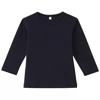 [MUJI無印良品]幼兒有機棉雙面起毛柔滑長袖T恤80深藍