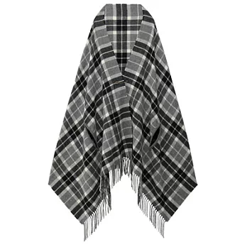 [MUJI無印良品]羊毛大判花紋附袖口披肩灰色