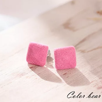 【卡樂熊】質感細緻單色棉絨造型耳環-桃紅