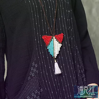 【潘克拉Accessories】倒三角拼接編織項鍊隨機出色