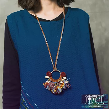 【潘克拉Accessories】彩色毛線圓環編織項鍊隨機出色