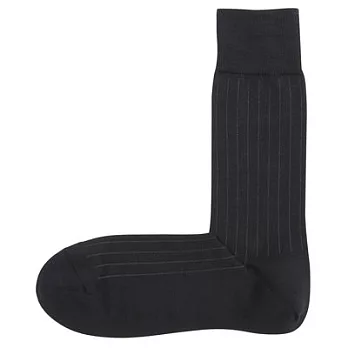 [MUJI無印良品]男有機棉混直紋商務直角襪26~28cm黑色