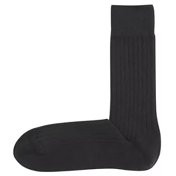 [MUJI無印良品]男棉混寬螺紋商務直角襪26~28cm黑色