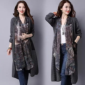 【NUMI】森-長版寬鬆假兩件大衣-共3色50446(M-2XL可選)M灰色