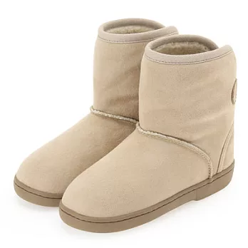 [MUJI無印良品]兒童聚酯纖維可反摺絨毛短靴17~18cm米色