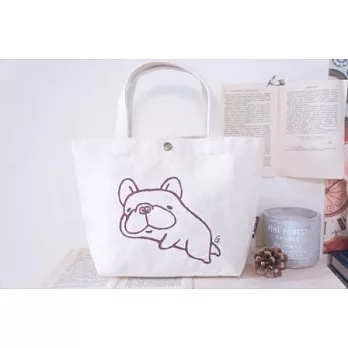 鬼畫福 法鬥帆布袋-懶骨頭(小/手提)