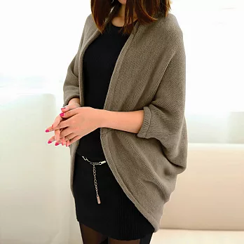 Seoul Show 加厚版蝙蝠袖罩衫針織外套 披肩圍巾6色卡其灰