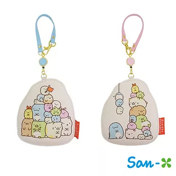 【日本進口正版】San-X 角落生物 彈力 帆布 票卡夾/票夾 -水藍色款