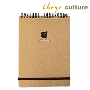 珠友A6/50K 再生紙雙圈上翻束帶筆記本(橫線)70張A牛皮